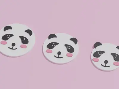Cartoon Cute Panda Head Low-poly 3D model
