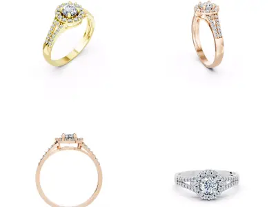 Luxury Double Halo Diamond Engagement Ring CAD Model 3DM 3D print model