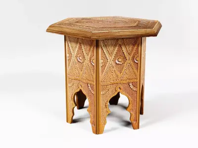 Oriental Living Room Chair-Stool  3D model
