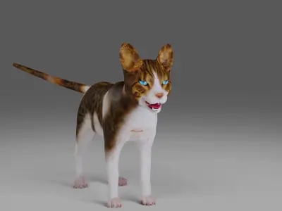 Calico Cat rigged and animated V3 Low-poly 3D model