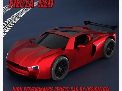 High Performance Fiesta Red Sports Car 3D Model  Blender Shaded 3D model