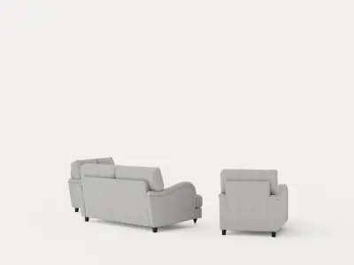 Howard Classic Sofa Group 3 Seater 2 Seater Armchair Footstool Low-poly 3D model