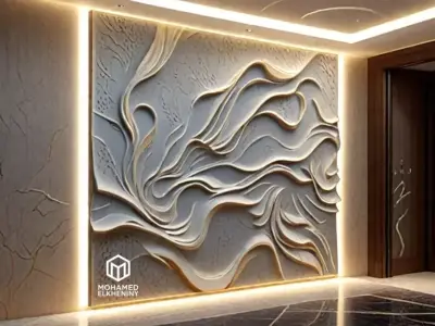 modern panel wall decor set wall relief mural CNC 102 3D model