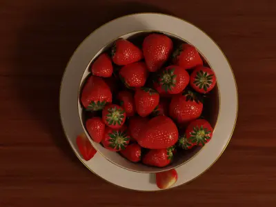 Bowl of Strawberries Low-poly 3D model