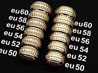 Luxury Braided Gold Wedding Ring Set His Hers EU 50-60 Free 3D print model