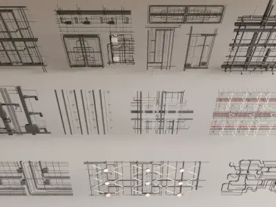 Architectural MEP Piping  Duct 3D Model Set 3D model