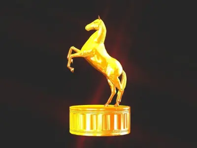 Golden horse figure  Low-poly 3D model