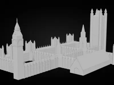 Low Poly London Big Ben Low-poly 3D model
