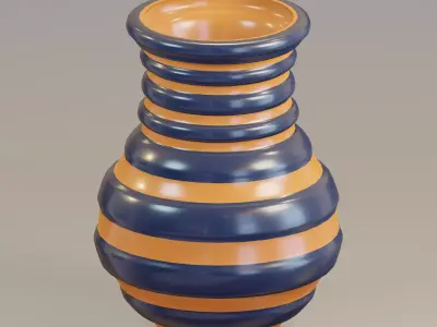 Vase05 orange and vase Low-poly 3D model