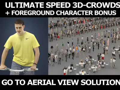 3d crowds and Romance Cyclist A foreground Casual Man Bike 3D Model Pack