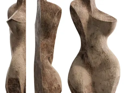 Wall Mounted Wooden Sculpture - Abstract Female Low-poly 3D model