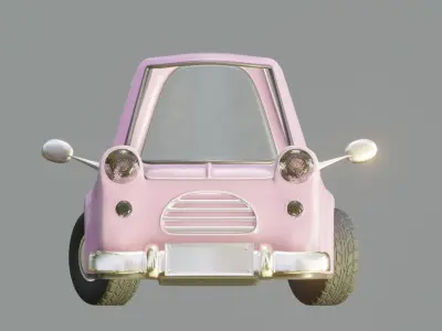 cartoon car with clean and rusty paint map 3D model