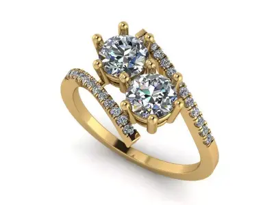 Embraced Two Diamond  Ring 253 3D print model