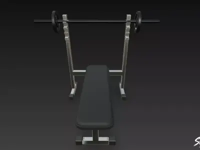 Flat Bench Press Low-poly 3D model
