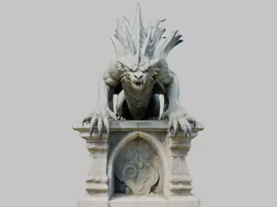 Detailed 3D Model of a Dragon Statue Low-poly 3D model