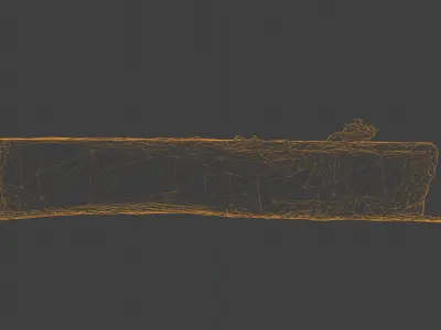 Photorealistic 3D scan of damaged concrete block barrier Low-poly 3D model