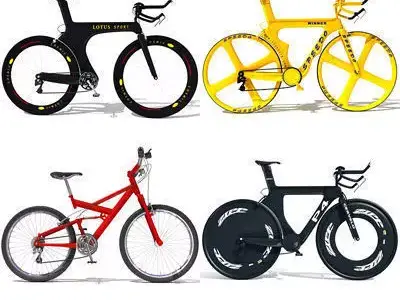 Set of 4 Bicycles 3D model