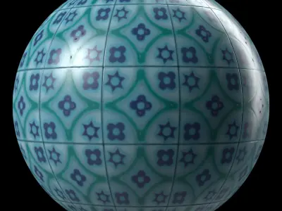 Stone Wall Materials 112- Ornament Ceramic Tile - Pbr Seamless Texture