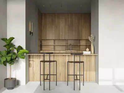 Modern living room dining room interior scenes 591 3D model