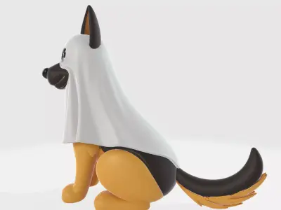 Cute German Shepherd Ghost Dog Figurine Halloween Decor 3D print model