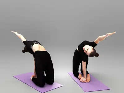 Fitness woman doing stretching exercises 431 Low-poly 3D model