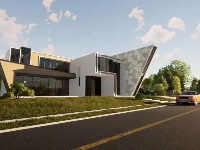 Futuristic villa exterior 3D model