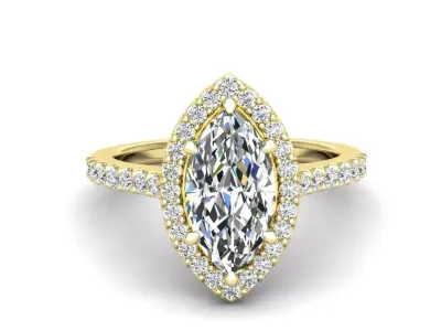 Luxury Engagement Diamond ring marquise 3D print model