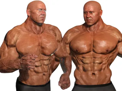 Realistic Male Bodybuilder 3D HQ Low-poly 3D model