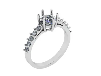 Radiant Diamond Halo Ring 3D print model