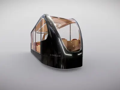 M0022 Medium poly vehicle 3d model Futuristic Tram Low-poly 3D model