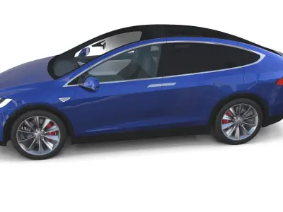 Tesla Model X Blue with interior and chassis 3D model