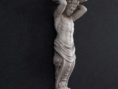 Atlant statue of man holding book 3D print model