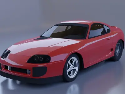 Toyota Supra Drag Racing Car Low-poly 3D model