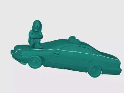 Bart Simpson sculpture urban vibe container police car 3D print model