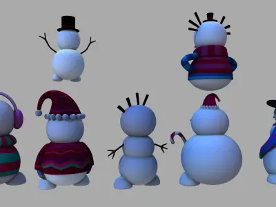 Snowman Merry Christmas Low-poly 3D model