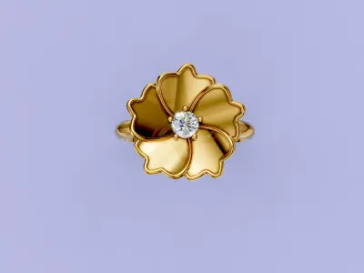 Flower Ring 3D print model