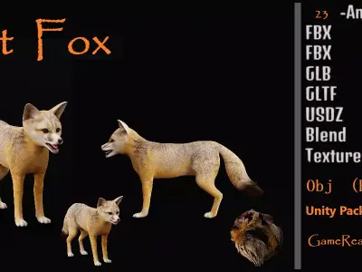 Kit Fox Low-poly 3D model