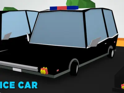 Toon car set Low-poly 3D model