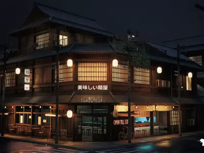 Ramen Restaurant Environment Low-poly 3D model
