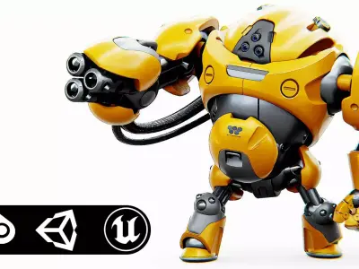 MILITARY BOT SF-600 Rigged for Unreal Engine - Unity - MIXAMO  3D model