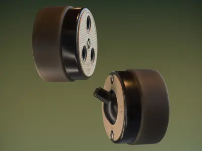 Vintage Power Switch and Socket Low-poly 3D model