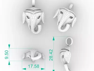 Luxury Diamond Ganesha Pendant Necklace 3D print model