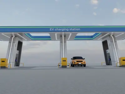 Electric Vehicle Charging Station 3 3D model