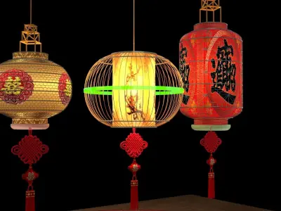 Chinese red lantern  3D model 16