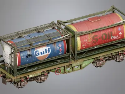 Railway Tank Low-poly 3D model