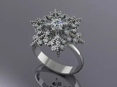 Snowflake Ring Jewelry silver gold 3D print model