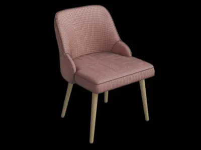 Upholstered Dusty Rose Velvet Dining Chair 3D model