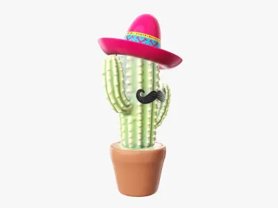 Stylized decorative cactus 3D model