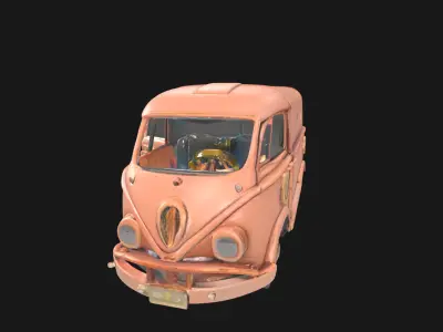 Steampunk Van 3D Model RetroFuturistic Victorian Era Low-poly 3D model