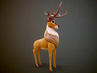 cartoon deer Low-poly 3D model